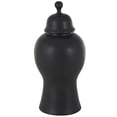 thumbnail image 1 of DecMode 12" x 25" Black Ceramic Rounded Hourglass Decorative Jars with Lid and Ball Knob, 1-Piece, 1 of 9