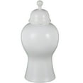thumbnail image 1 of DecMode 12" x 25" White Ceramic Rounded Hourglass Decorative Jars with Lid and Ball Knob, 1-Piece, 1 of 9