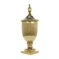 thumbnail image 1 of DecMode 12" x 32" Gold Ceramic Tall Decorative Jars with Grooves and Lid, 1-Piece, 1 of 11