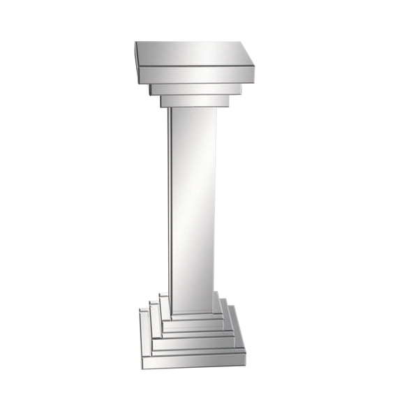 DecMode 12" x 36" Silver Glass Mirrored Pedestal Table, 1-Piece