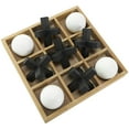 thumbnail image 1 of DecMode 12" x 4" Brown Wood Tic Tac Toe Dimensional Game Set with 3D Black and White Game Pieces, 1-Piece, 1 of 12