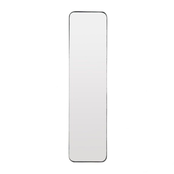DecMode 12" x 48" Black Slim Wall Mirror with Thin Frame