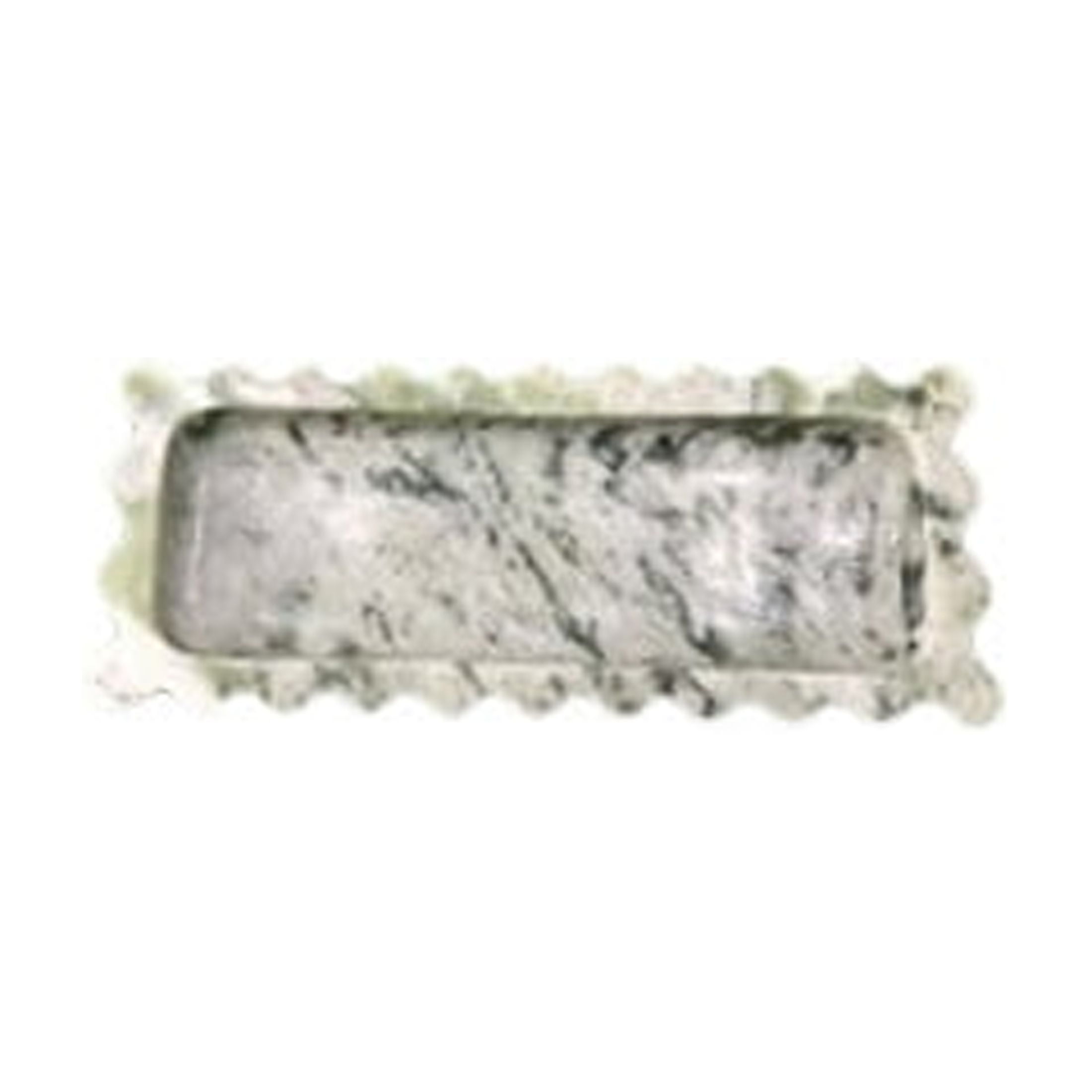 DecMode 12" x 5" Green Marble  Tray with Gray Swirl Pattern and Wavy Edges, 1-Piece