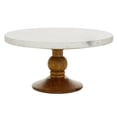 thumbnail image 1 of DecMode 12" x 6" White Mango Wood Decorative Stand with Wood Base, 1-Piece, 1 of 7