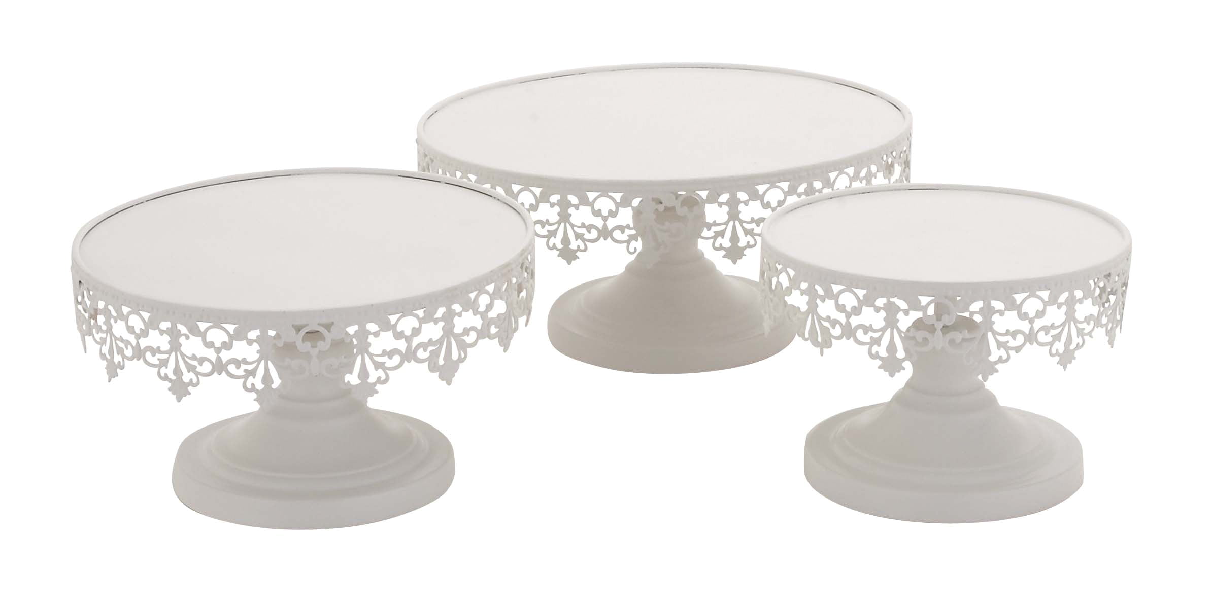 White Metal Pedestal Cake Stand Set of Three