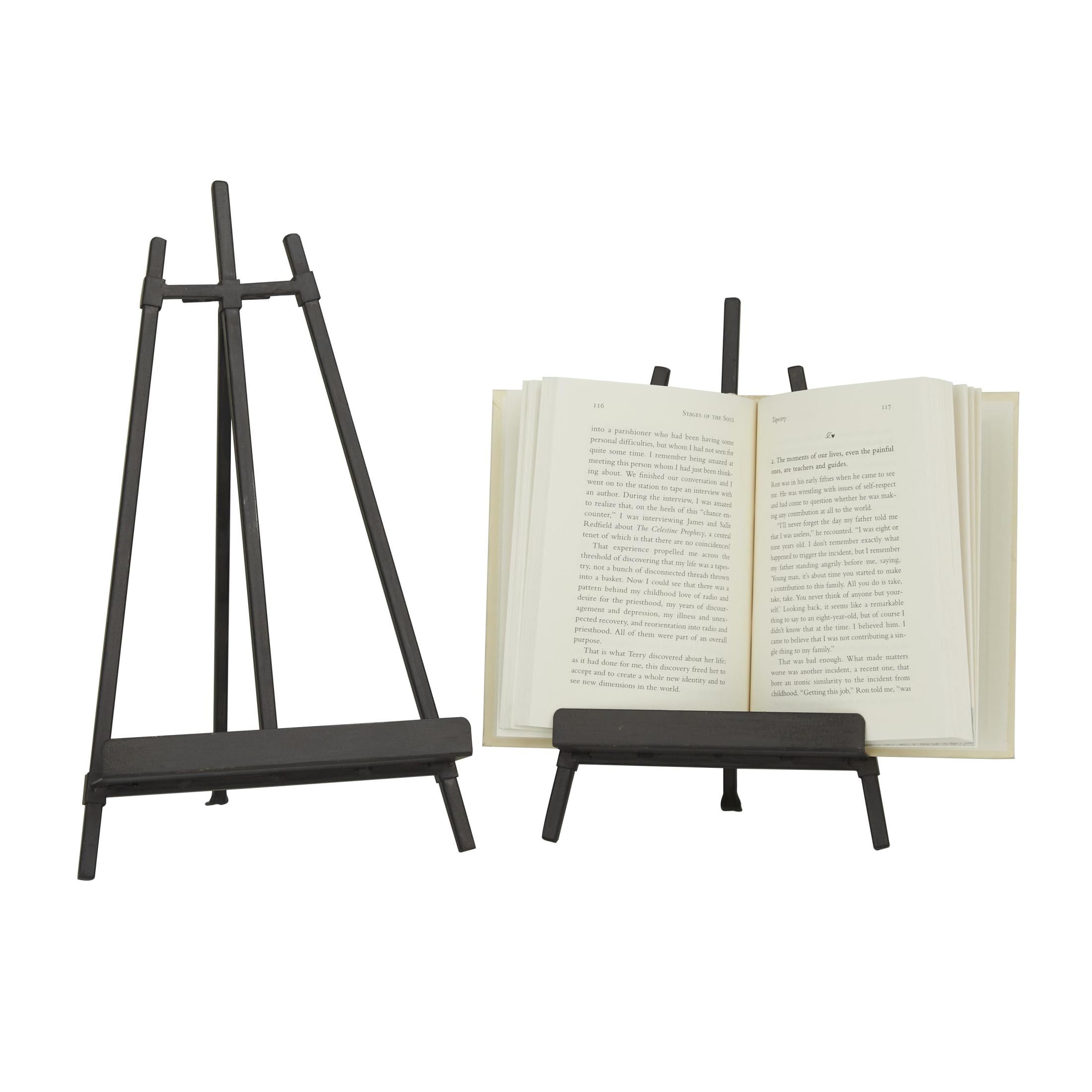 DecMode 13", 11"H Black Metal Tabletop Triangle Easel with Foldable Stand, 2-Pieces