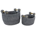 thumbnail image 1 of DecMode 13", 11"H Gray Polyester Handmade Storage Basket with Handles, 2-Pieces, 1 of 9