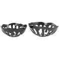 thumbnail image 1 of DecMode 13", 11"W Round Drip Black Aluminum Metal Decorative Bowl with Open Frame Design, Set of 2, 1 of 12