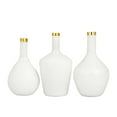 thumbnail image 1 of DecMode 13", 14", 13"H White Glass Vase with Gold Rim, Set of 3, 1 of 8