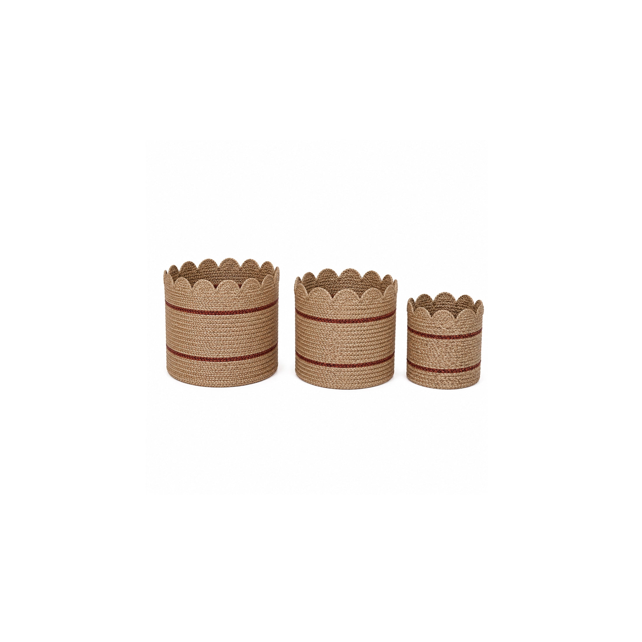 DecMode 13", 15", 17"H Brown Dried Plant Woven Storage Basket, 3-Pieces