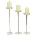thumbnail image 1 of DecMode 13", 15", 17"H Modern Candlestick, Silver, 3 - Pieces, 1 of 7