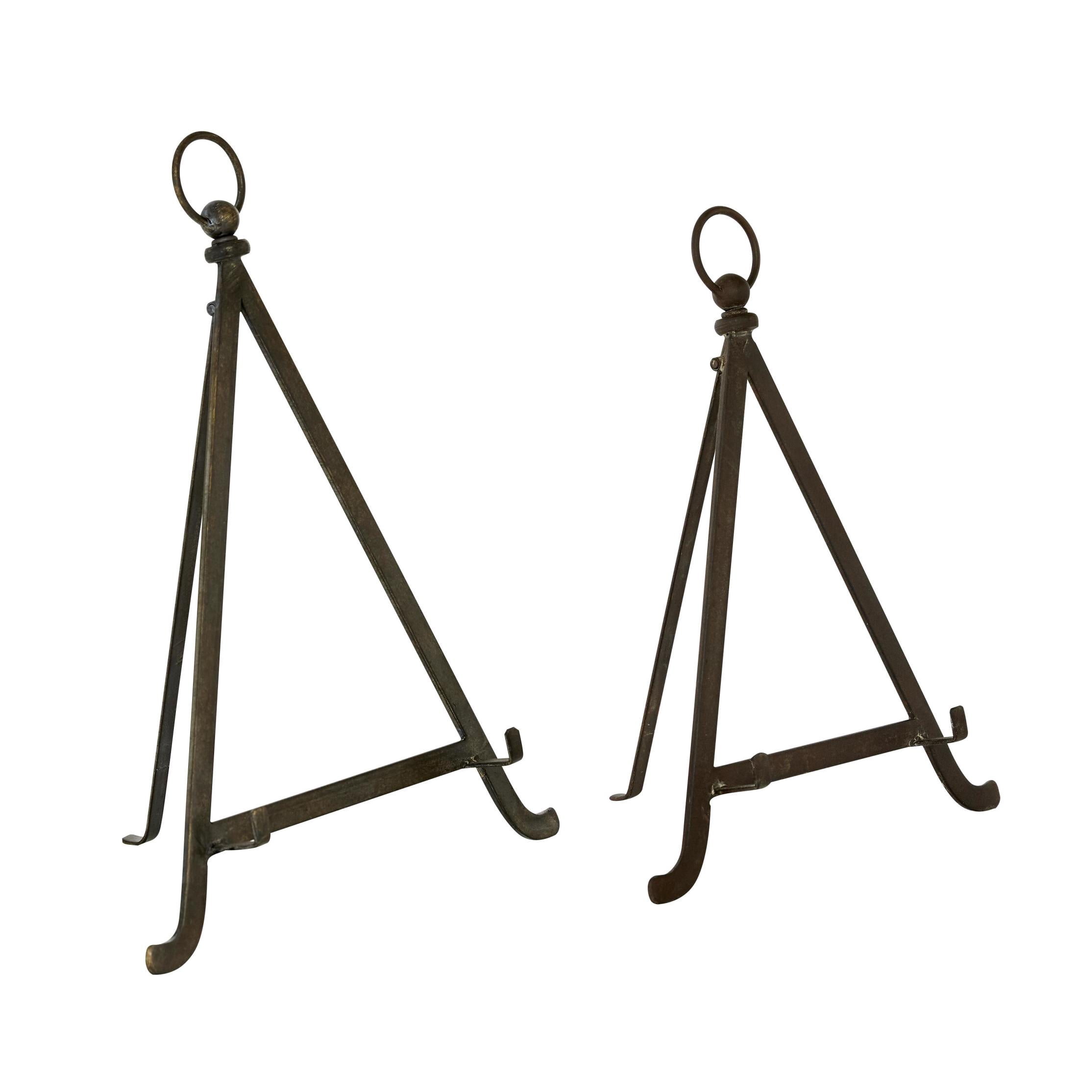 DecMode 13", 15"H Bronze Metal Tabletop Triangle Easel with Foldable Stand, 2-Pieces