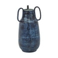 thumbnail image 1 of DecMode 13" Blue Ceramic Vase with Handles, 1 of 10