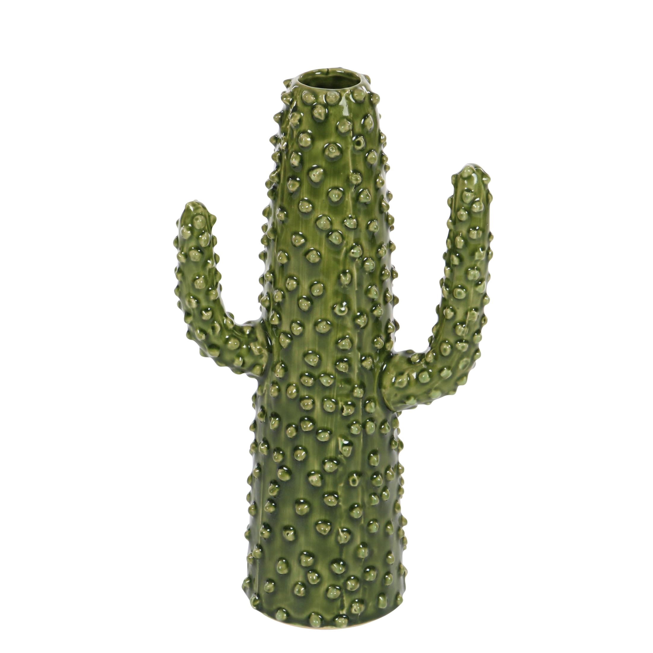 DecMode 13" Cactus Green Ceramic Vase