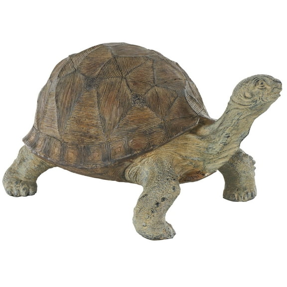 DecMode 13" Distressed Textured Turtle Garden Sculpture with Patterned Shell