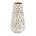 thumbnail image 1 of DecMode 13" Geometric Dot Gold Metal Vase with White Accents, 1 of 10