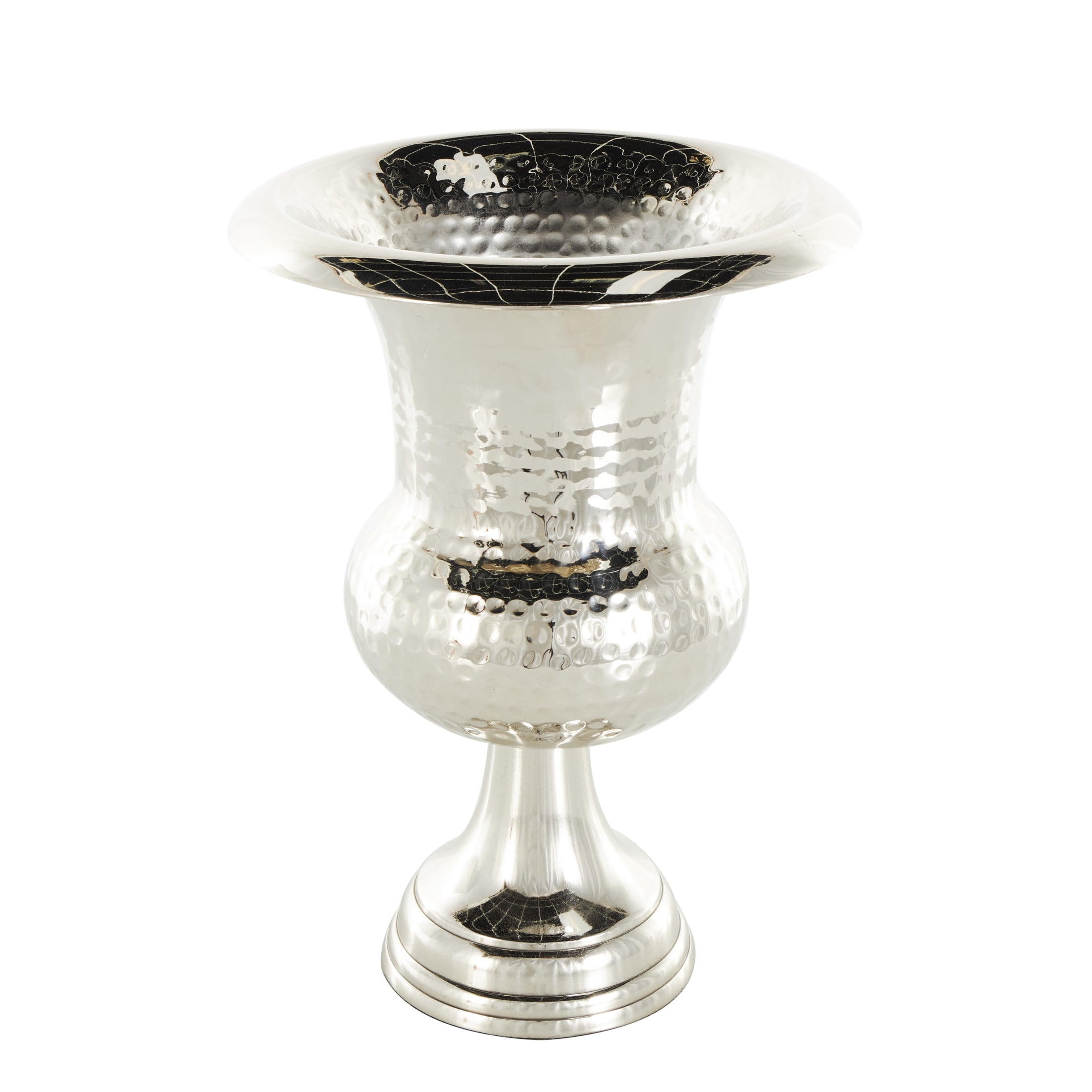 DecMode 13" Goblet Inspired Hammered Silver Aluminum Metal Vase