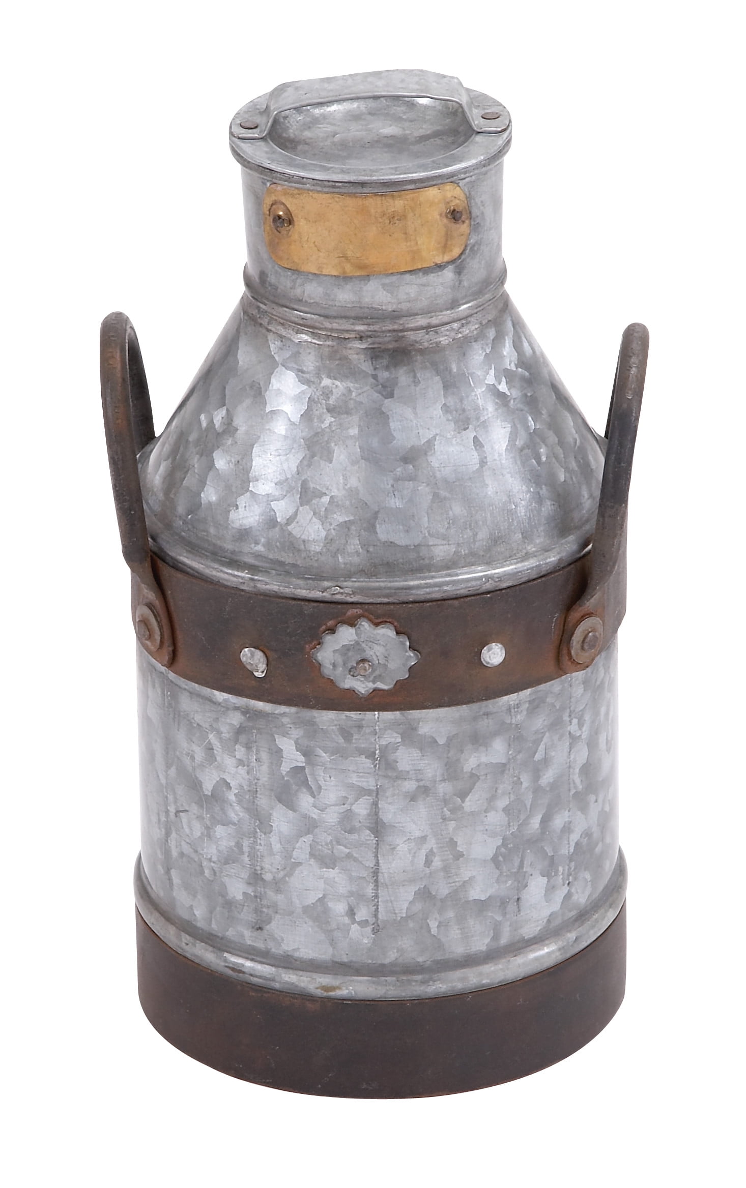 DecMode 13"H, 7"W Metal Farmhouse Decorative Jar, Grey, 1 - Piece