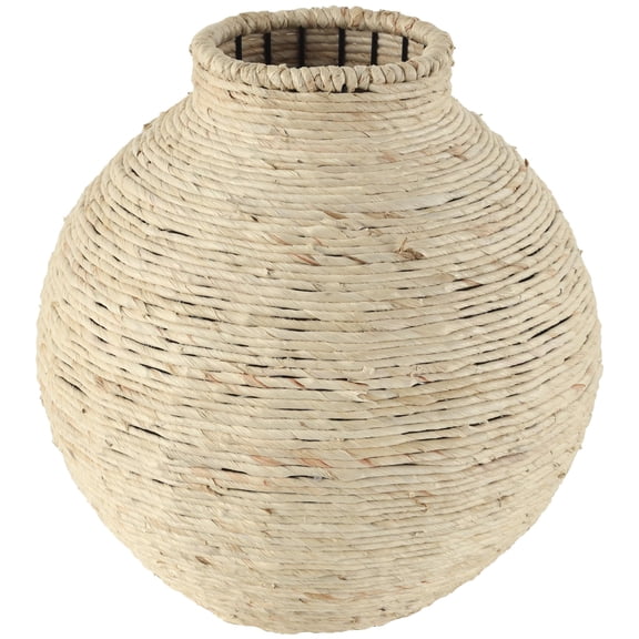 DecMode 13" Handmade Wrapped Beige Seagrass Vase