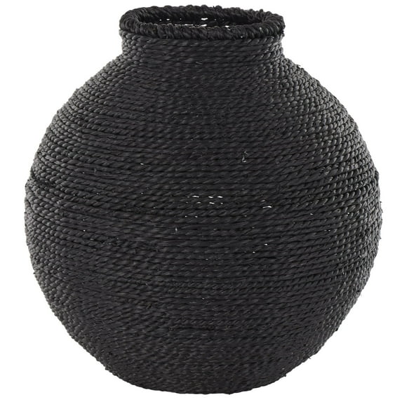 DecMode 13" Handmade Wrapped Pot Black Metal Vase