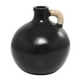 thumbnail image 1 of DecMode 13" Jug Inspired Black Ceramic Vase with Rattan Wrapped Handle, 1 of 7