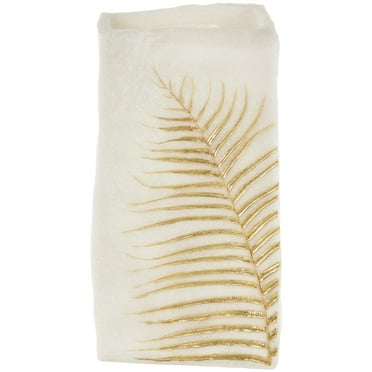 DecMode 13" Leaf White Polystone Vase with Gold Leaf Imprint