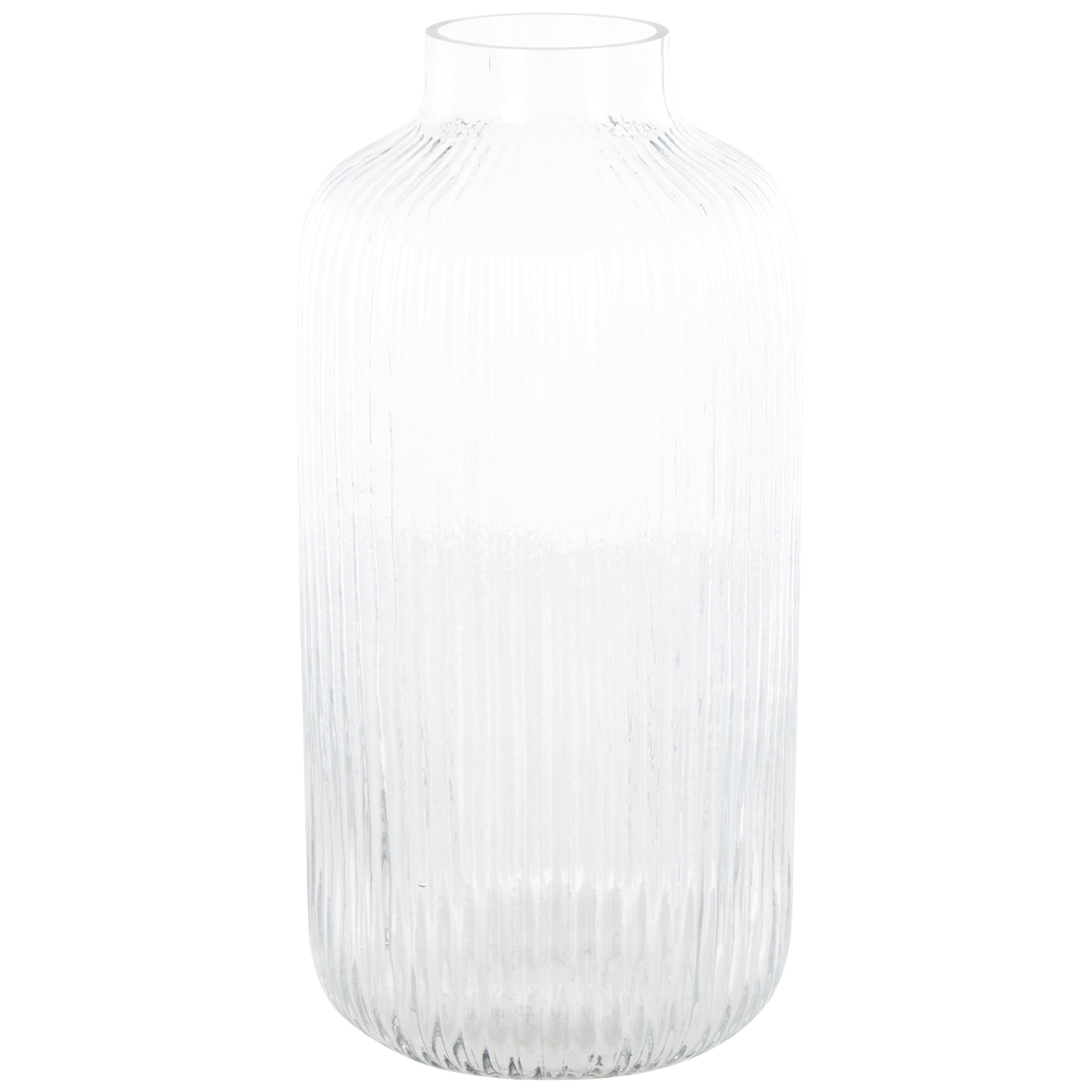 DecMode 13" Ribbed Fluted Glass Vase