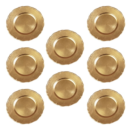 DecMode 13" Round Gold Melamine Charger, Set of 8