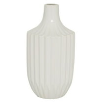 DecMode 13" Fluted White Ceramic Vase