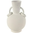 thumbnail image 1 of DecMode 13" Textured Cream Ceramic Vase with Ring Handles, 1 of 9
