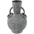 thumbnail image 1 of DecMode 13" Textured Whitewashed Gray Ceramic Vase with Ring Handles, 1 of 9