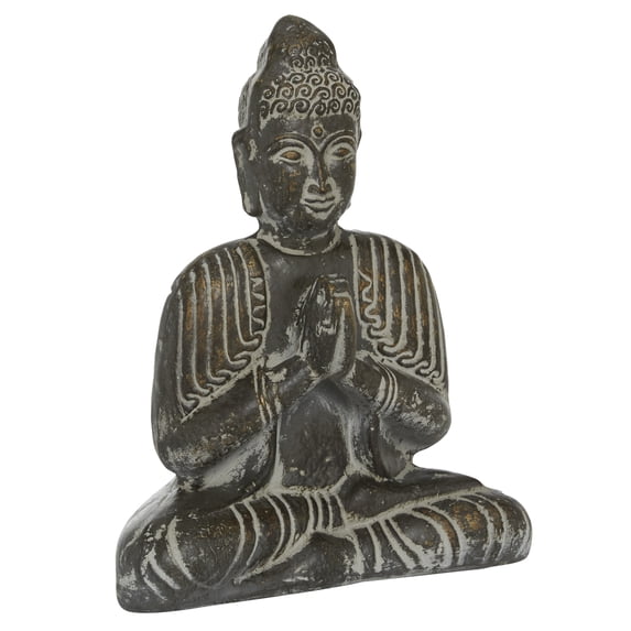 DecMode 13"W, 16.25"H Dolomite Eclectic Buddha Sculpture, Brown Colored