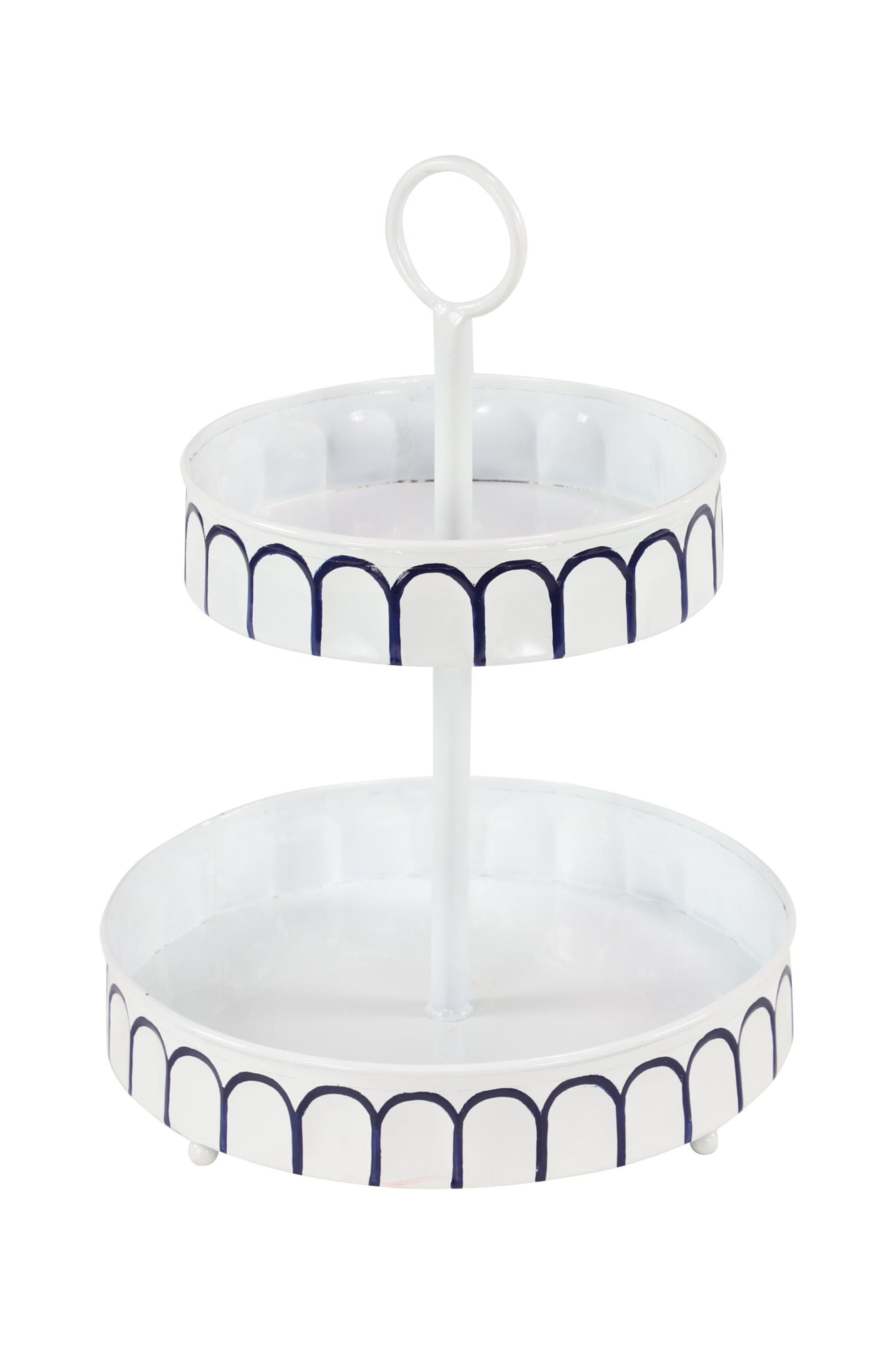 DecMode 13"W, 18"H Metal Farmhouse Tiered Server, White, 1 - Piece