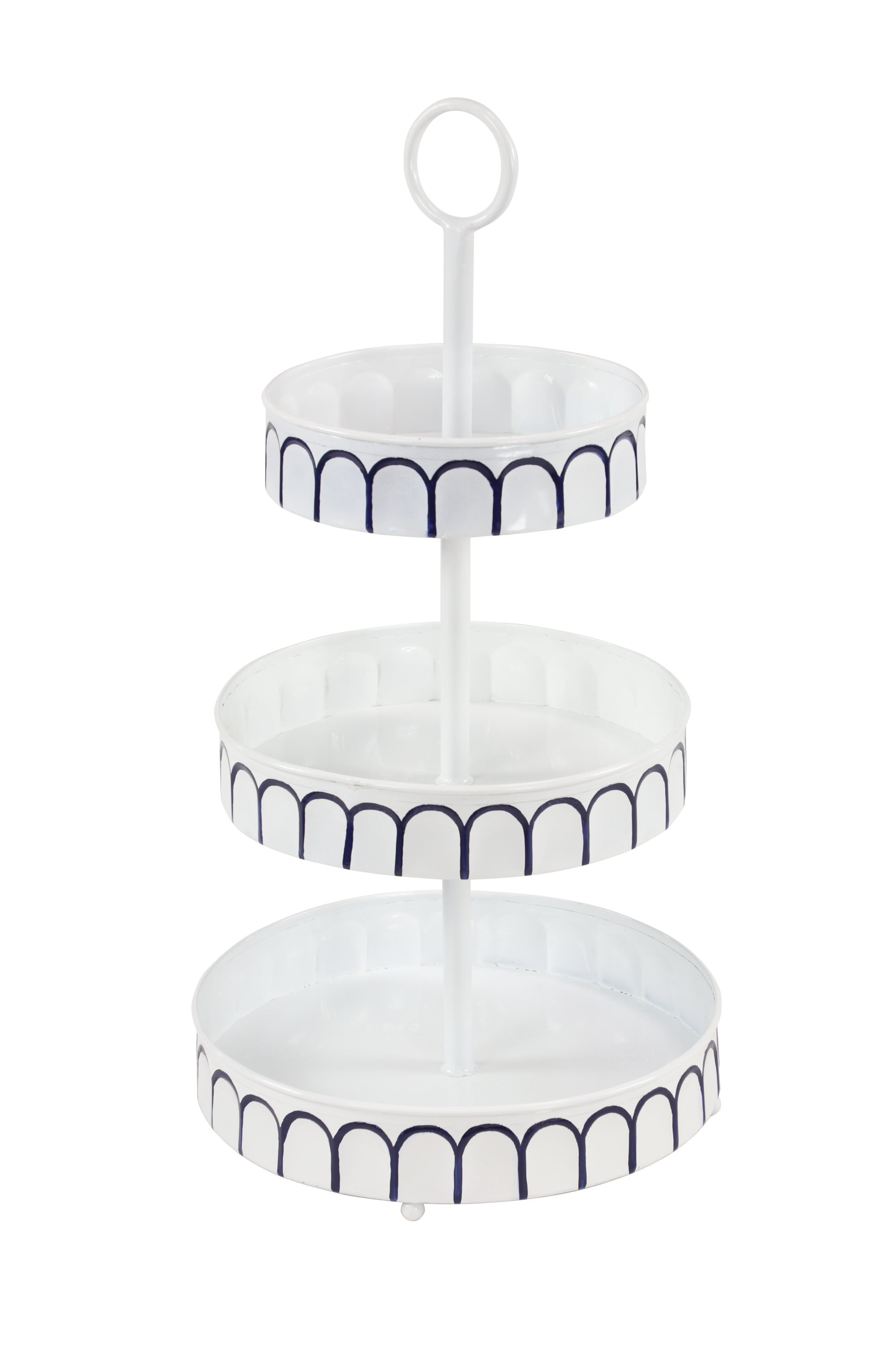 DecMode 13"W, 26"H Metal Farmhouse Tiered Server, White, 1 - Piece