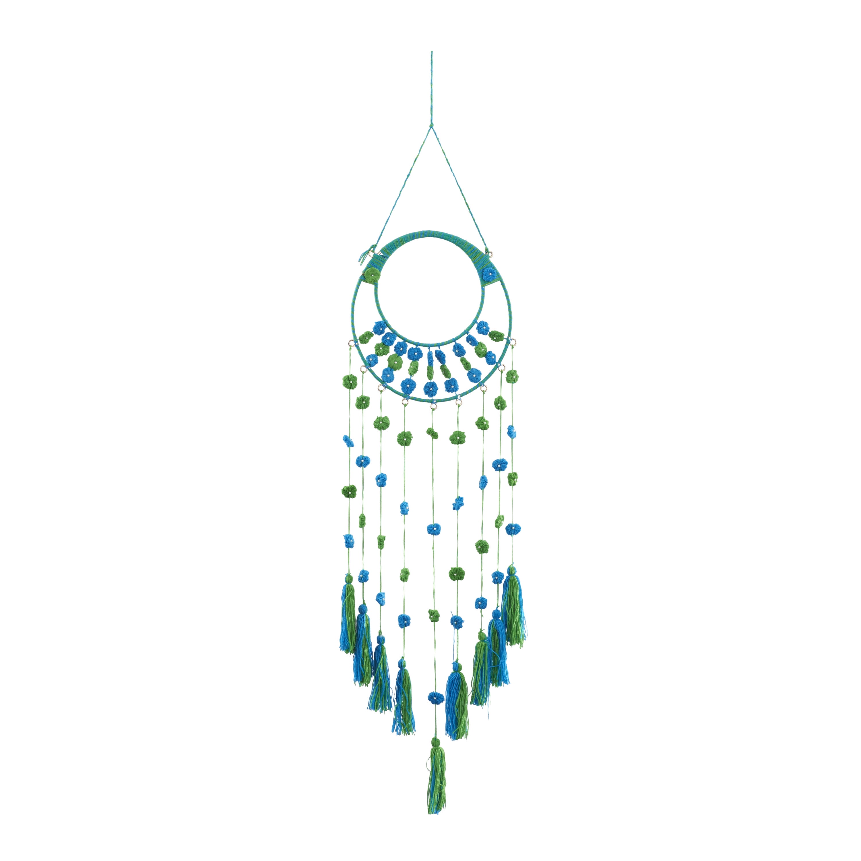 DecMode 13"W, 47"H Metal Bohemian Wall Decor, Blue, 1-Piece
