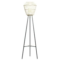 DecMode 13"W, 55"H Metal Natural Candle Lantern, White, 1 - Piece