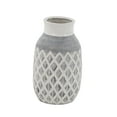 thumbnail image 1 of DecMode 13" White Ceramic Vase with Diamond Pattern, 1 of 7