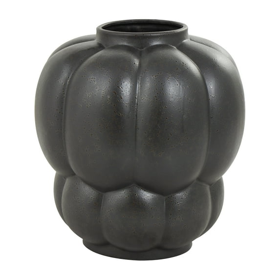 DecMode 13" Wide Bubble Inspired Black Ceramic Vase with Distressed Speckled Texturing