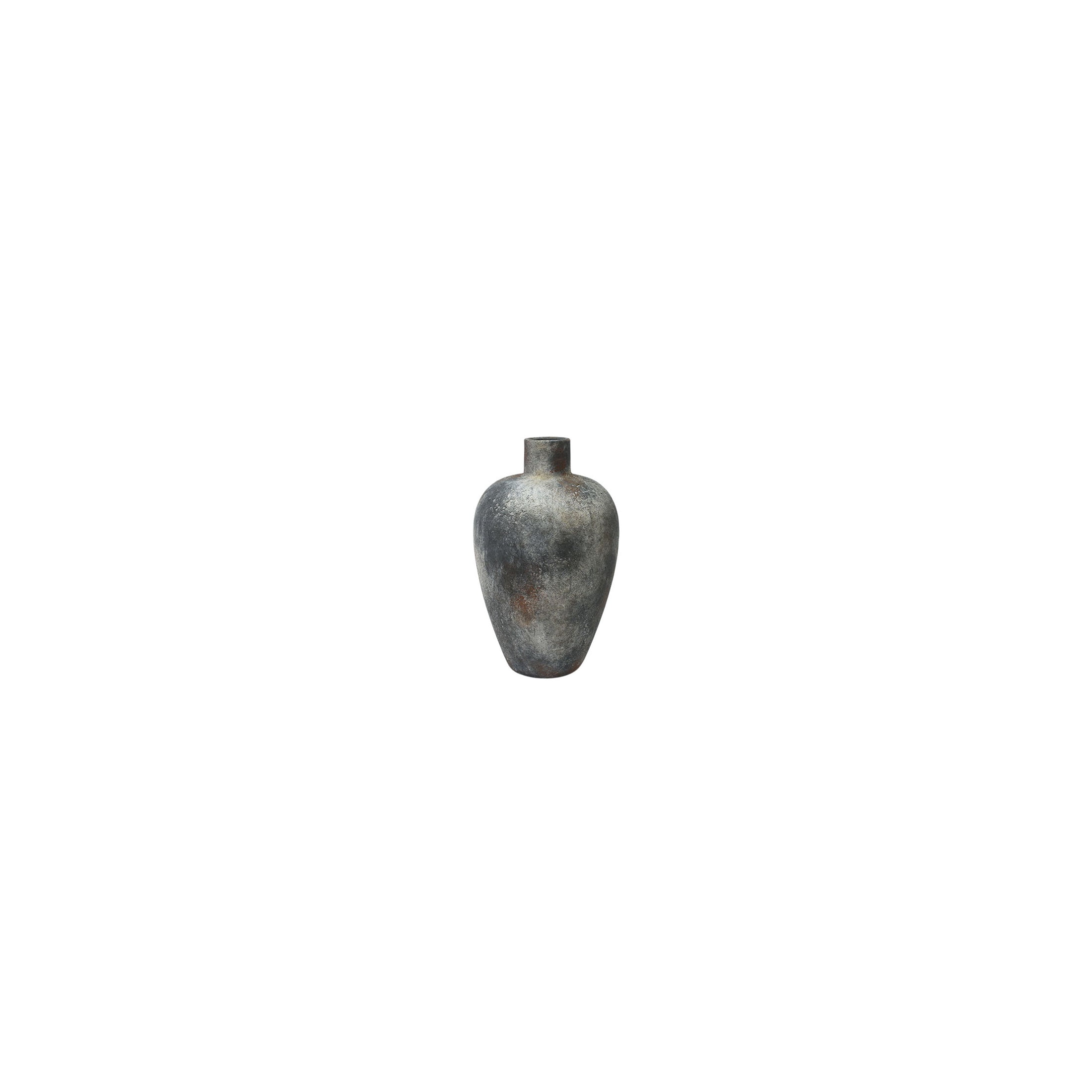 DecMode 13" Wide Textured Dark Gray Ceramic Vase with Brown Accents