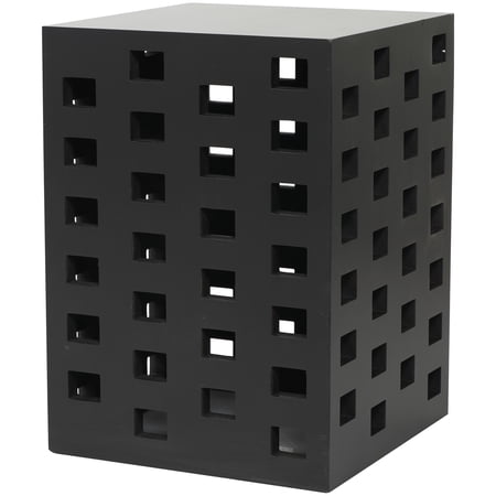 DecMode 13" x 18" Black Wood Geometric Accent Table, 1-Piece