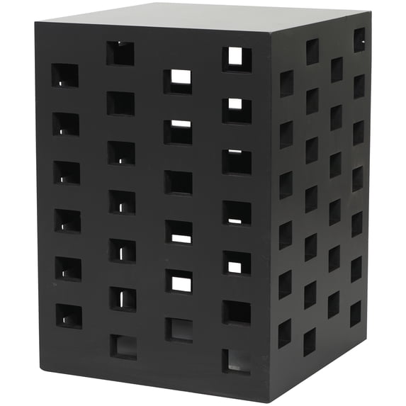 DecMode 13" x 18" Black Wood Geometric Accent Table, 1-Piece