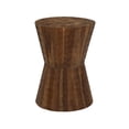 thumbnail image 1 of DecMode 13" x 18" Brown Teak Wood Handmade Intricately Carved Drum Accent Table, 1-Piece, 1 of 9