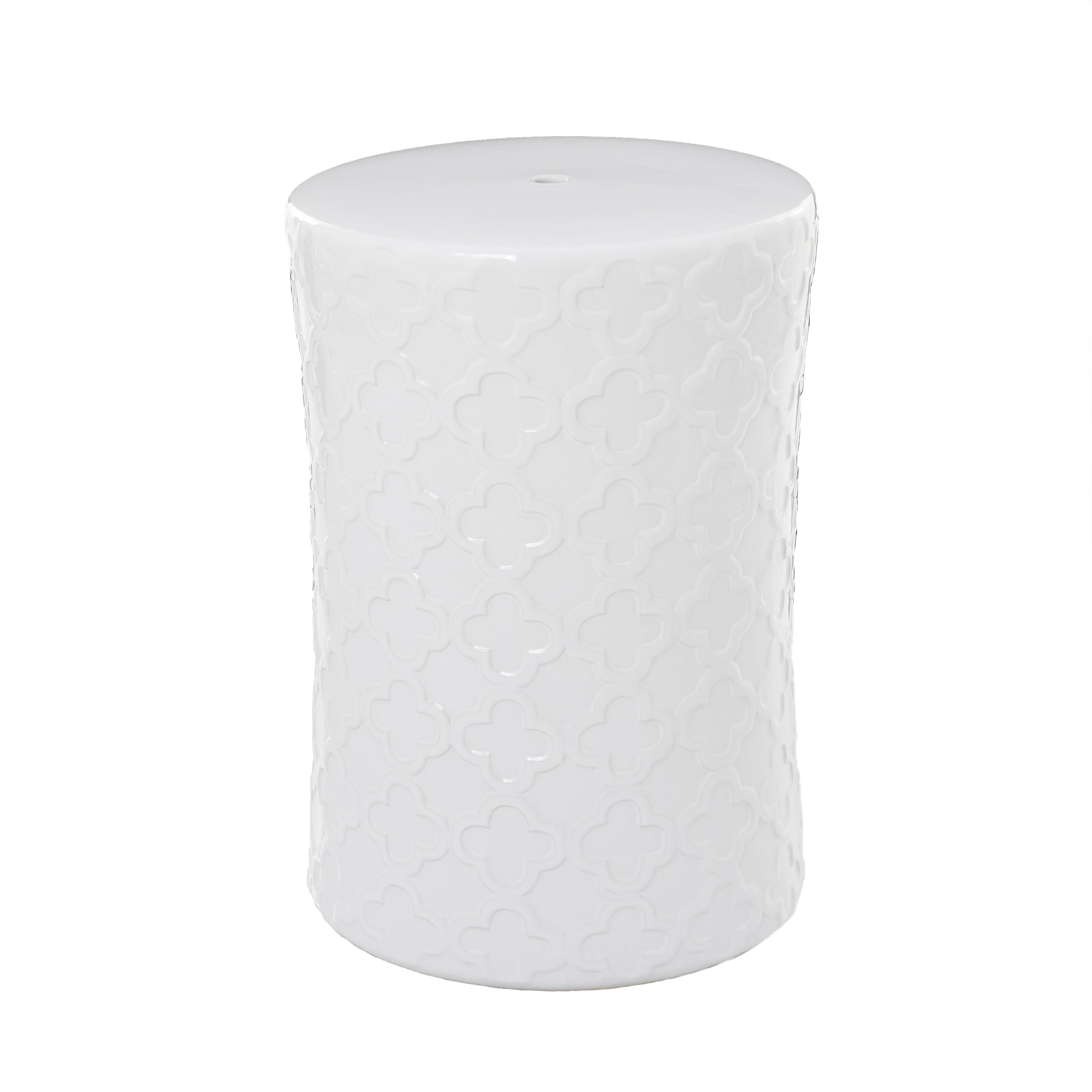 DecMode 13" x 19" White Ceramic Accent Table, 1Piece