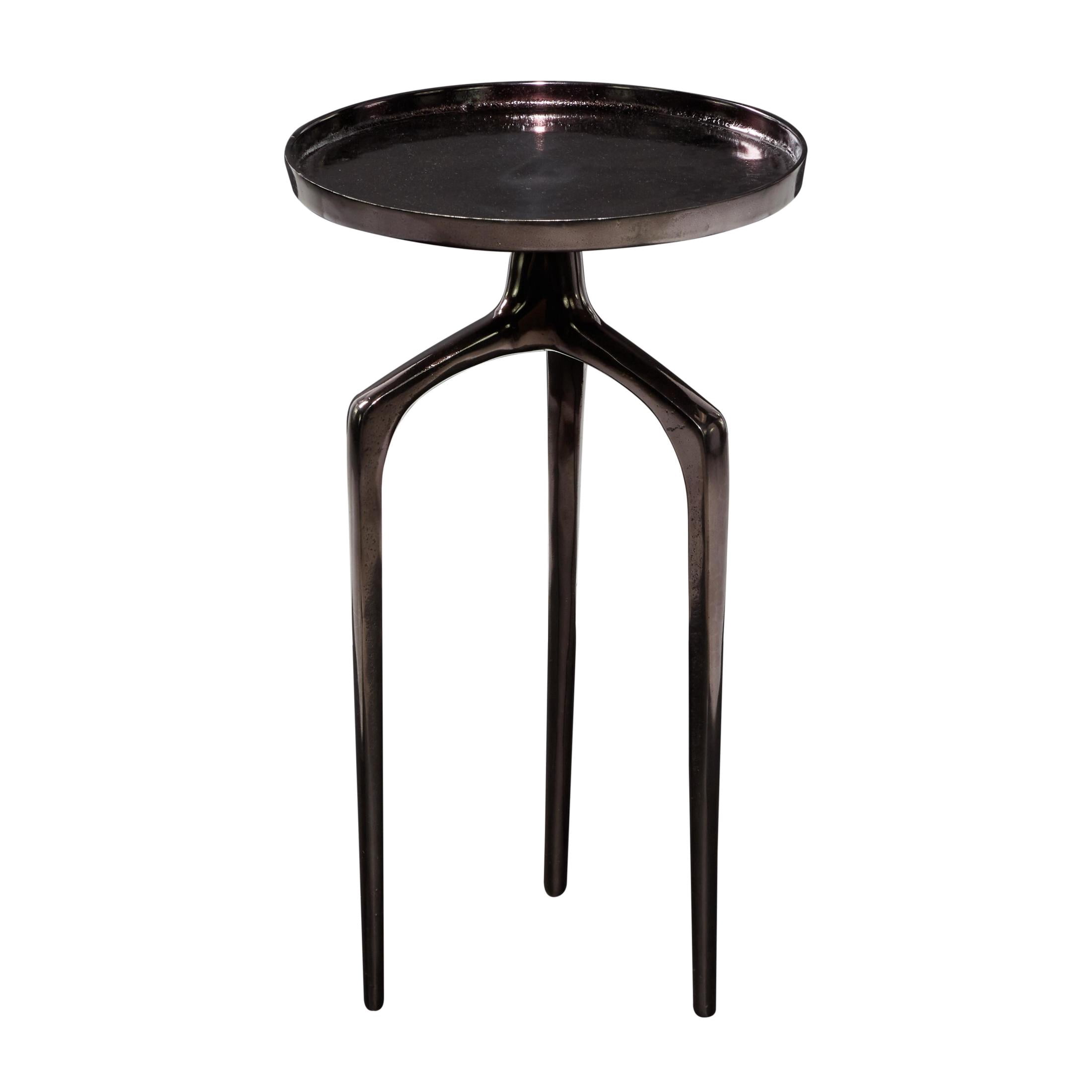 DecMode 13" x 22" Black Aluminum Metal Tray Inspired Top Accent Table with 3 Tripod Legs, 1-Piece