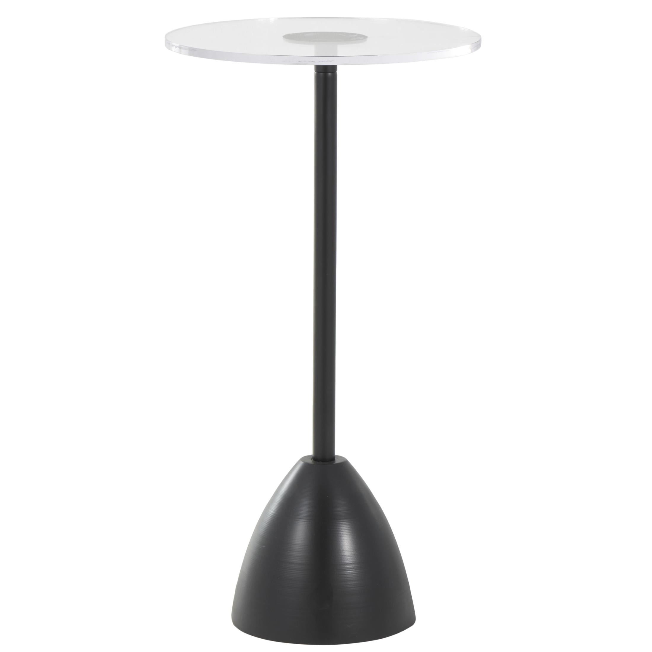 DecMode 13" x 26" Black Metal Pedestal Accent Table with Clear Acrylic Tabletop, 1-Piece