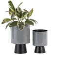 thumbnail image 1 of DecMode 14", 11" Gray Metal Modern Planter, 1 - Piece, 1 of 9