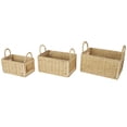 thumbnail image 1 of DecMode 14", 12", 11"W Brown Rattan Woven Storage Basket with Rope Handles, 3-Pieces, 1 of 9