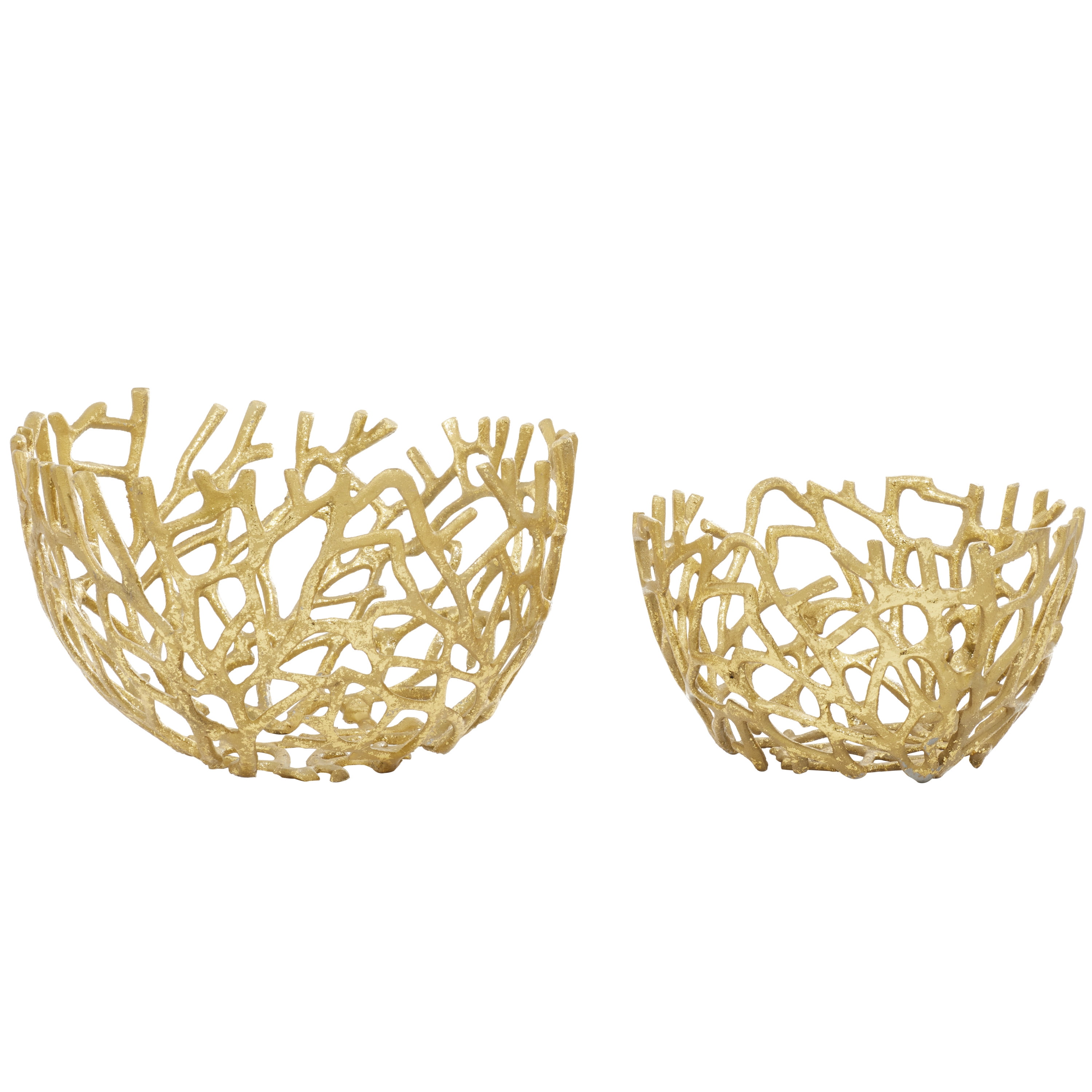 Coastal Gold Aluminum Vine Decorative Bowl Set - 14"x9"