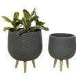 thumbnail image 1 of DecMode 14", 15" Grey Ceramic Contemporary Planter, 2 - Pieces, 1 of 6