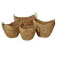 thumbnail image 1 of DecMode 14", 16", 19", 21"W Brown Seagrass Handmade Woven Curved Storage Basket with Silver Metal Handles, 4-Pieces, 1 of 13
